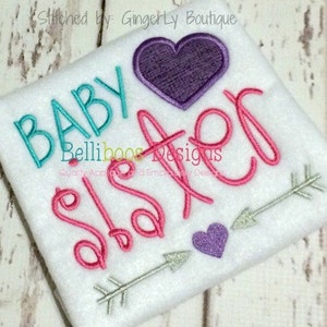 Baby Sister Applique Design - Baby Sister Embroidery Design - Sibling Applique - Sibling Embroidery - Embroidery Saying - Applique Design