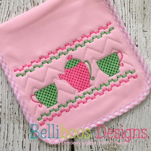 Tea Pot Faux Smocking - Tea Pot Embroidery Design
