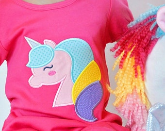 Unicorn Applique Design - Unicorn Embroidery Design - Rainbow Unicorn Applique