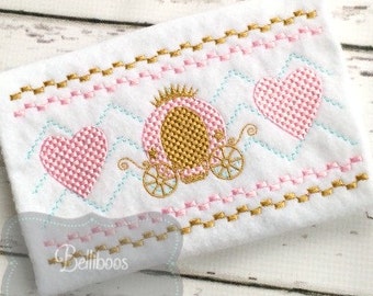Carriage Faux Smocking Embroidery Design - Princess Embroidery Design
