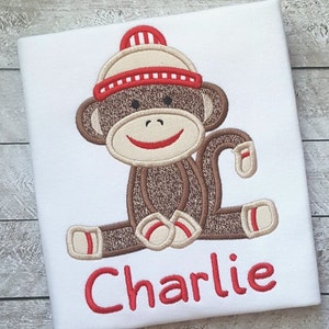 Sock Monkey Applique Design - Monkey Applique Design - Sock Monkey Embroidery Design