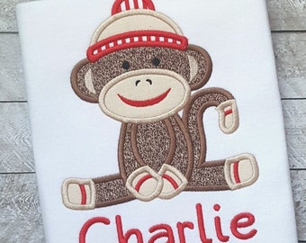 Sock Monkey Applique Design - Monkey Applique Design - Sock Monkey Embroidery Design - Monkey Embroidery Design - Applique Design