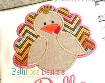 Turkey Applique - Princess Applique - Thanksgiving Applique - Turkey Embroidery