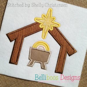 Manger Applique Design- Christmas Applique Design - Religious Applique Design