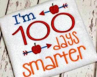 100 Days of School Embroidery Design - School Embroidery Design - Embroidery Design - 100 Days Smarter - embroidery saying