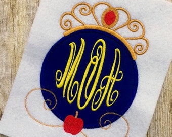 Snövit-applikationsdesign - Prinsessapplikationsdesign - Monogramrambroderidesign
