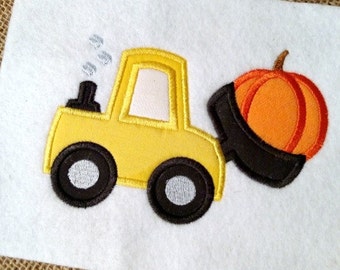 fall applique design - construction applique design - pumpkin applique design