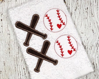 Baseball Applique Design - Baseball Embroidery Design _ Baseball Bat Applique