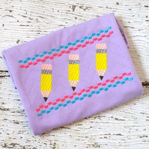 Pencil Faux Smock Embroidery Design - School Embroidery Design - Back to School Embroidery