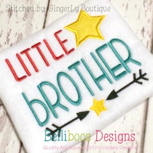 Little Brother Embroidery Design - Little Brother Applique Design - Sibling Applique - Embroidery Saying - Applique Design