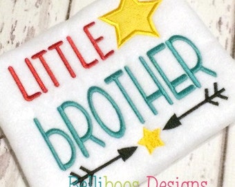 Little Brother Embroidery Design - Little Brother Applique Design - Sibling Applique - Embroidery Saying - Applique Design