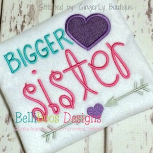 Bigger Sister Applique Design - Bigger Sister Embroidery Design - Sibling Applique Design - Sibling Embroidery Design - Big Sister Applique