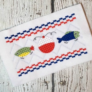 Fishing Faux Smock - Fishing Embroidery Design