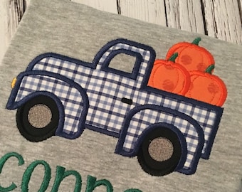 Truck Applique design - Fall Applique Design - Pumpkin Embroidery design - Truck Embroidery design