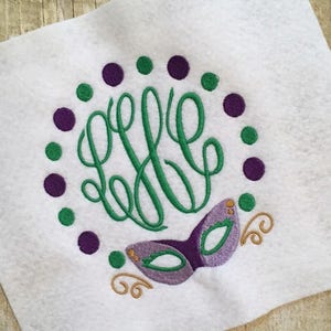 Mardi Gras embroidery, mask embroidery, beads embroidery, embroidery design, machine embroidery, monogram frame
