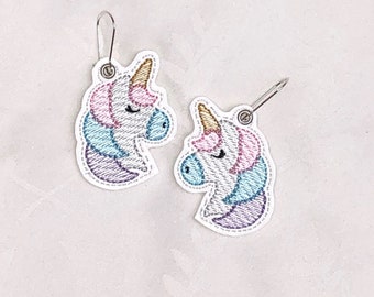 Unicorn In the Hoop Embroidery Design - In the Hoop Earring Embroidery Design