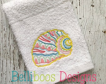 Shell Embroidery Design - Beach Embroidery Design