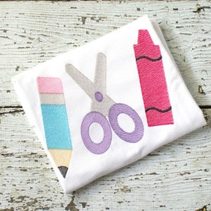 Back to School Embroidery Design - School Supply Embroidery Design