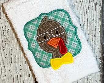 七面鳥のアップリケデザイン - 七面鳥の刺繍デザイン - 感謝祭の刺繍デザイン