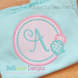 Shell Frame Applique - Beach Applique - Summer Applique - Monogram Frame - - Shell Applique Design - Applique Design - Embroidery Design -