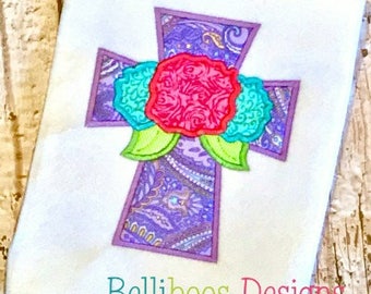 Cross Applique Design - Flower Applique Design - Easter Applique Design - Easter embroidery Design - Religious Applique design