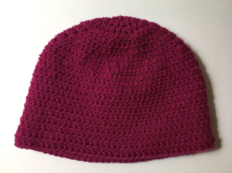 Burgundy Raspberry or Teal Handmade Crochet Beanie Hat
