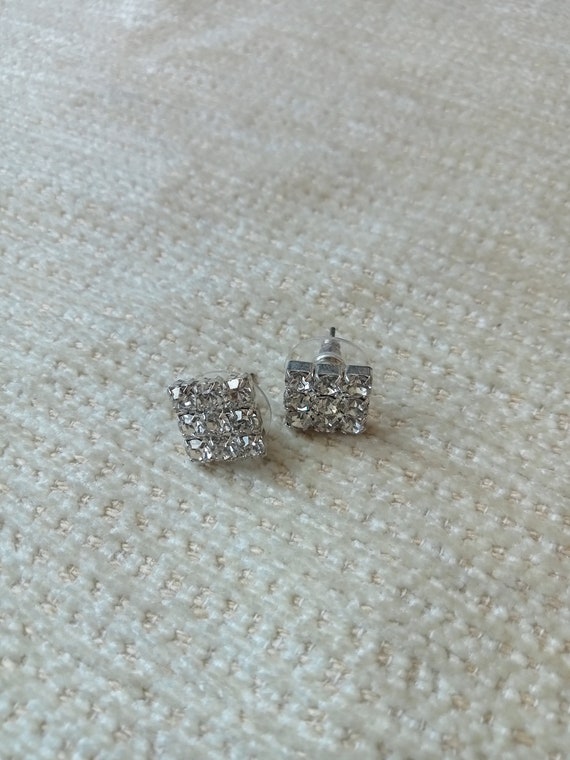 Crystal  earrings, Crystal  earrings,  Square ear… - image 1