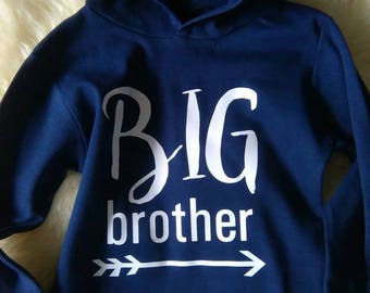 Big Brother Hooded Long Sleeve T-Shirt Birth Announcement Tshirt
