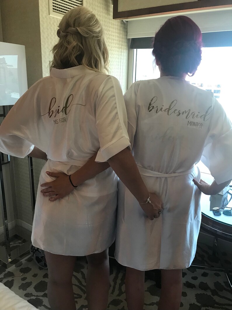 Wedding Robe Bride Satin Robe Bridesmaid Bridal Party Personalised Wedding Party Robes