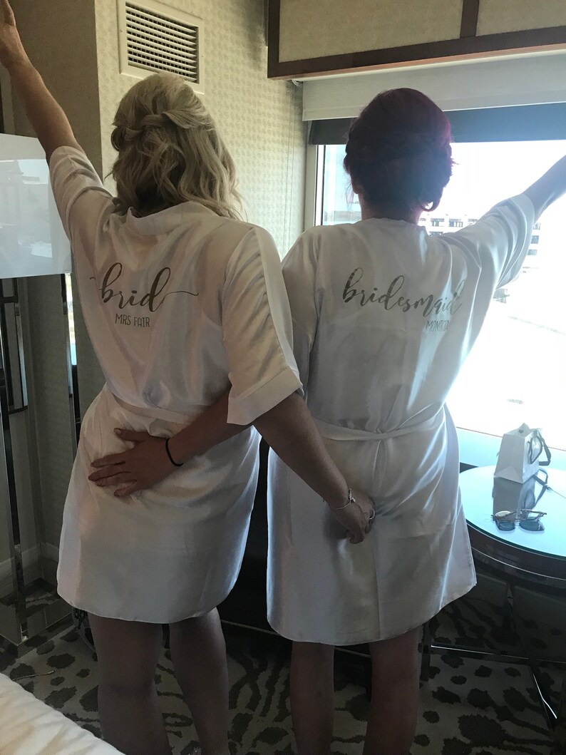 Wedding Robe Bride Satin Robe Bridesmaid Bridal Party Personalised Wedding Party Robes