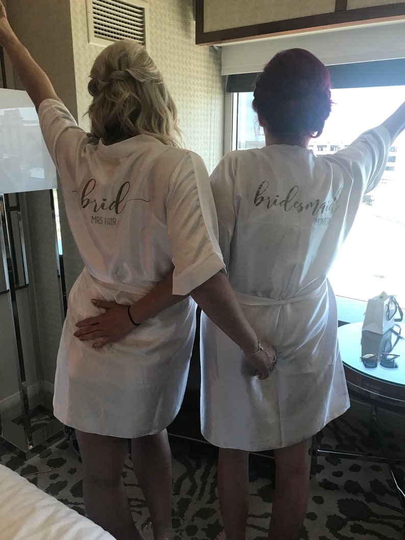 Wedding Robe Bride Satin Robe Bridesmaid Bridal Party Personalised Wedding Party Robes