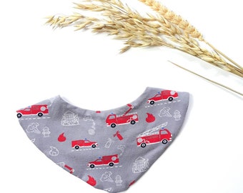 Baby scarf triangular scarf bib, gift for birth, gift baby boy scarf boy fire brigade, gift baby fire brigade