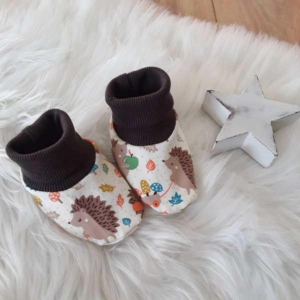 Babyschühchen Igel Kürbis Herbst Tiere Waldtiere Babysocken Babyschuhe Baby erste Schuhe Geschenk Geburt Newborn Babyset Babyshower