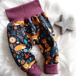 Baby bloomers forest animals fox grow-along pants romping pants baby pants gift baby birth newborn boy girl bloomers girl bloomers boy