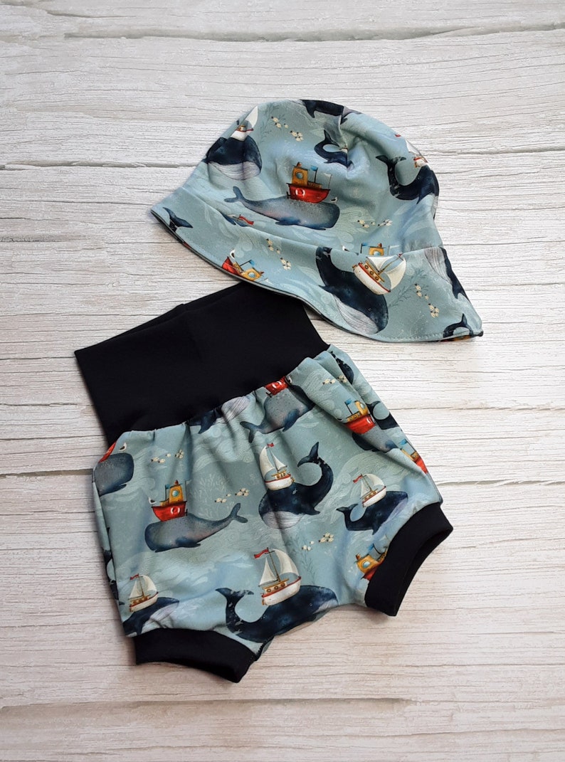 Pantalon à pompe bébé baleine bateau maritime baleines pantalon en cire de mer pantalon bébé pantalon tobe, cadeau bébé naissance nouveau-né nouveau-né, pantalon à pompe fille ensemble bébé image 3