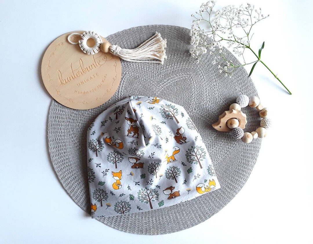 Sterntaler Berretto Slouch In Jersey Per Bambini Unisex – Stampato Animali Del Bosco, Colore Argento, Taglia 51