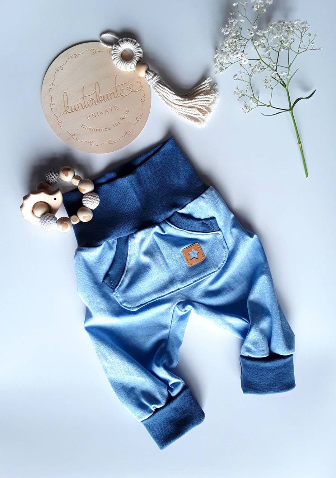Baby Bloomers Denim Jersey, Grow-along Pants, Baby Pants