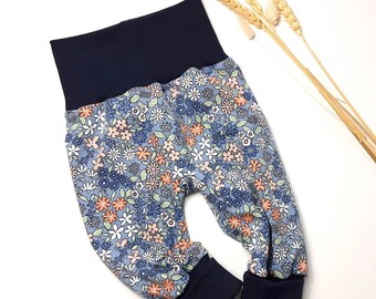 Baby Harem Pants, Grow-with-me Baby Pants, Floral Spring/Summer Harem Pants for Girls and Boys, Baby Gift for Birth, Baby Girl/Boy