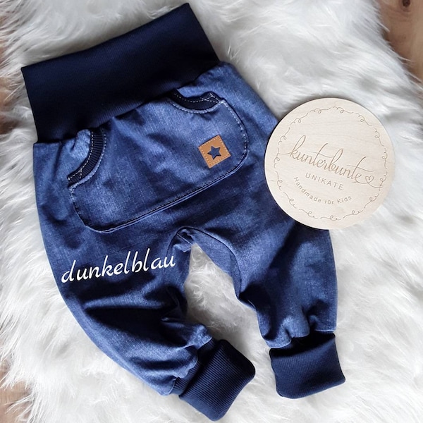 Baby Pumphose Jeanshose Mitwachshose, Babyhose, Pumphose Junge, Pumphose Mädchen, Pumphose Jeansoptik, 6 versch. Jeansfarben, Baby Jeans