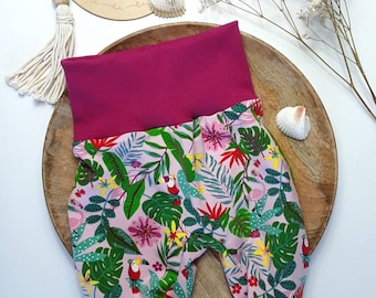 Baby Flamingo Summer Harem Pants, Grow-with-Me Pants, Baby Play Pants, Children's Gift, Newborn Baby, Girls' Summer Baby Outfit