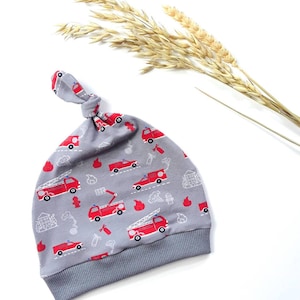 Baby geknoopt hoedje brandweer politie voertuig baby hoedje baby hoedje eerste hoedje baby hoedje jongen meisje cadeau geboorte pasgeboren baby setje
