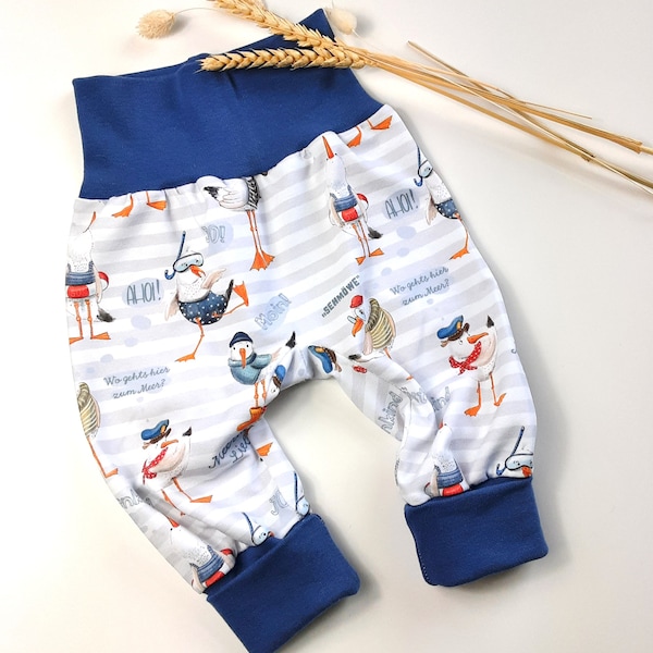 Baby Pumphose Möwe Maritim Ostsee Nordsee Meer Mitwachshose Tobehose Babyhose Geschenk Baby Geburt Newborn Junge Pumphose Mädchen Junge