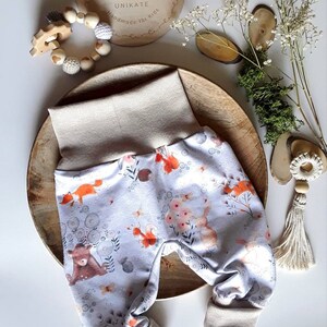 Baby bloomers forest animals bear fox grow-along pants romping pants baby pants gift baby birth newborn boy girl bloomers girl bloomers boy