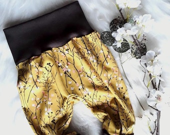 Baby Harem Pants Cherry Blossom Flowers Branches Grow-with-me pants, Play pants, Baby pants, Birth gift, Baby present, Girls' harem pants, Floral harem pants