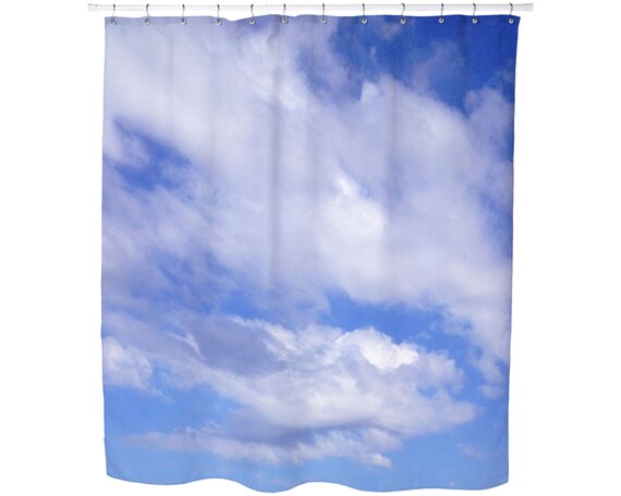Clouds Shower Curtains Blue Sky White Decor Fabric Bath Condo Art Photo Images Showers Bathroom