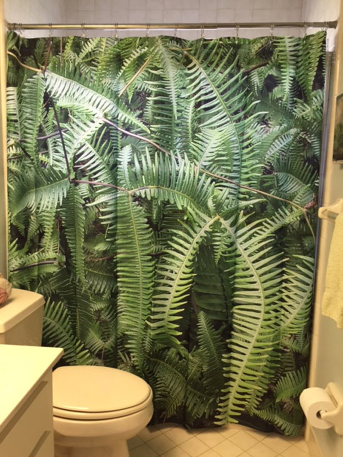 FERNS SHOWER CURTAIN Bathrooms Decor Tropical Fabric Etsy