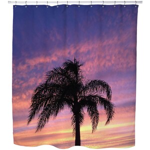 PALM AT SUNSET, Shower Curtain