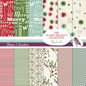 StarBurst y muérdago Digital Scrapbook para imprimir páginas para tarjetas de Navidad, regalo envoltura y decoración de Navidad