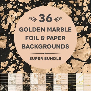 36 Golden Marble Foil & Paper Textured Digital Backgrounds - Etsy
