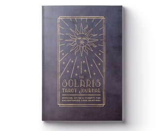 The Solaris Tarot Journal | 6"x9" Spiritual Notebook Cream Pages | Divination Spreads & Prompts for Documenting Oracle Card Readings
